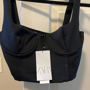 ZARA | black crop top, brand new size M